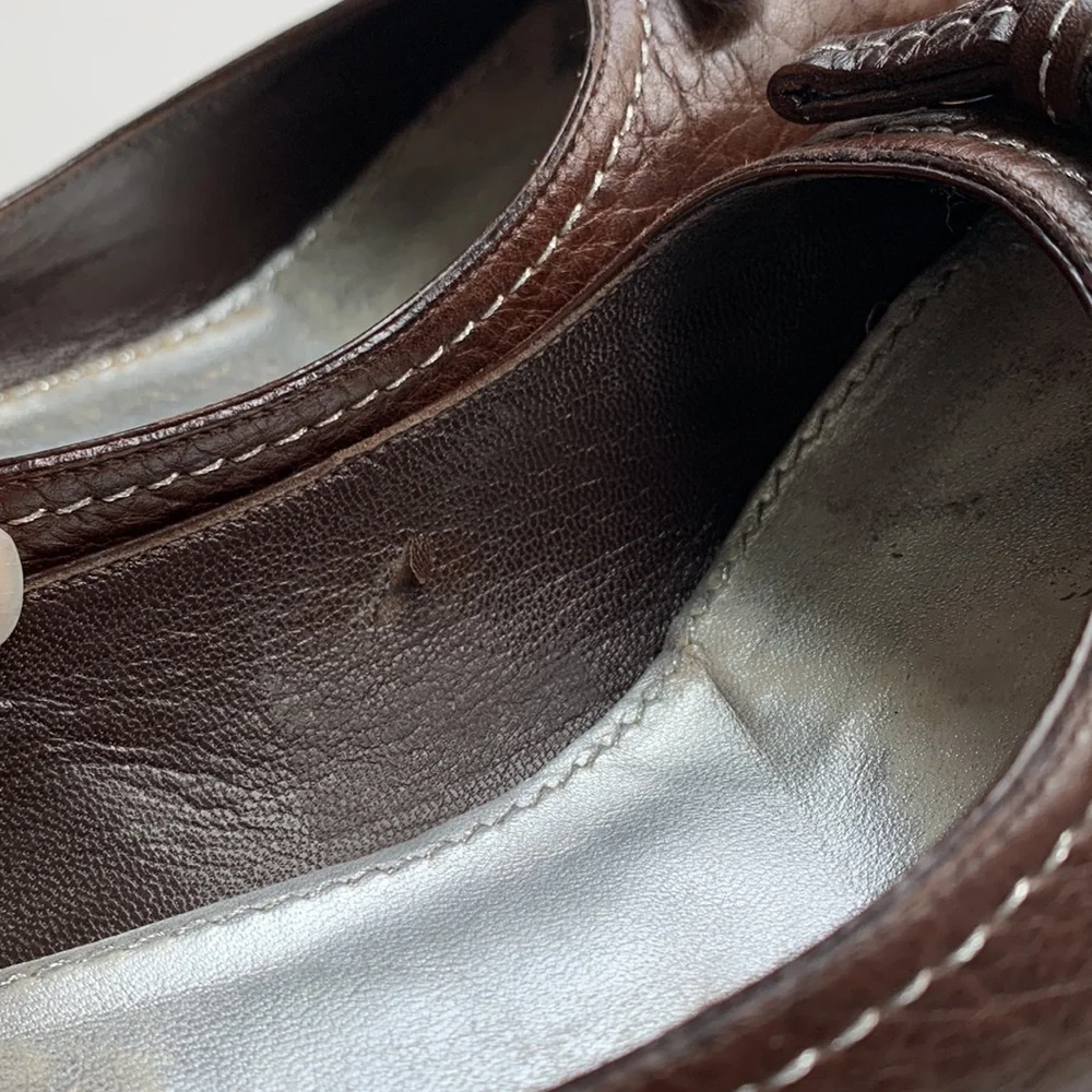 Louis Vuitton Brown Leather Heels With Bow Size 37 - Picture 5 of 14